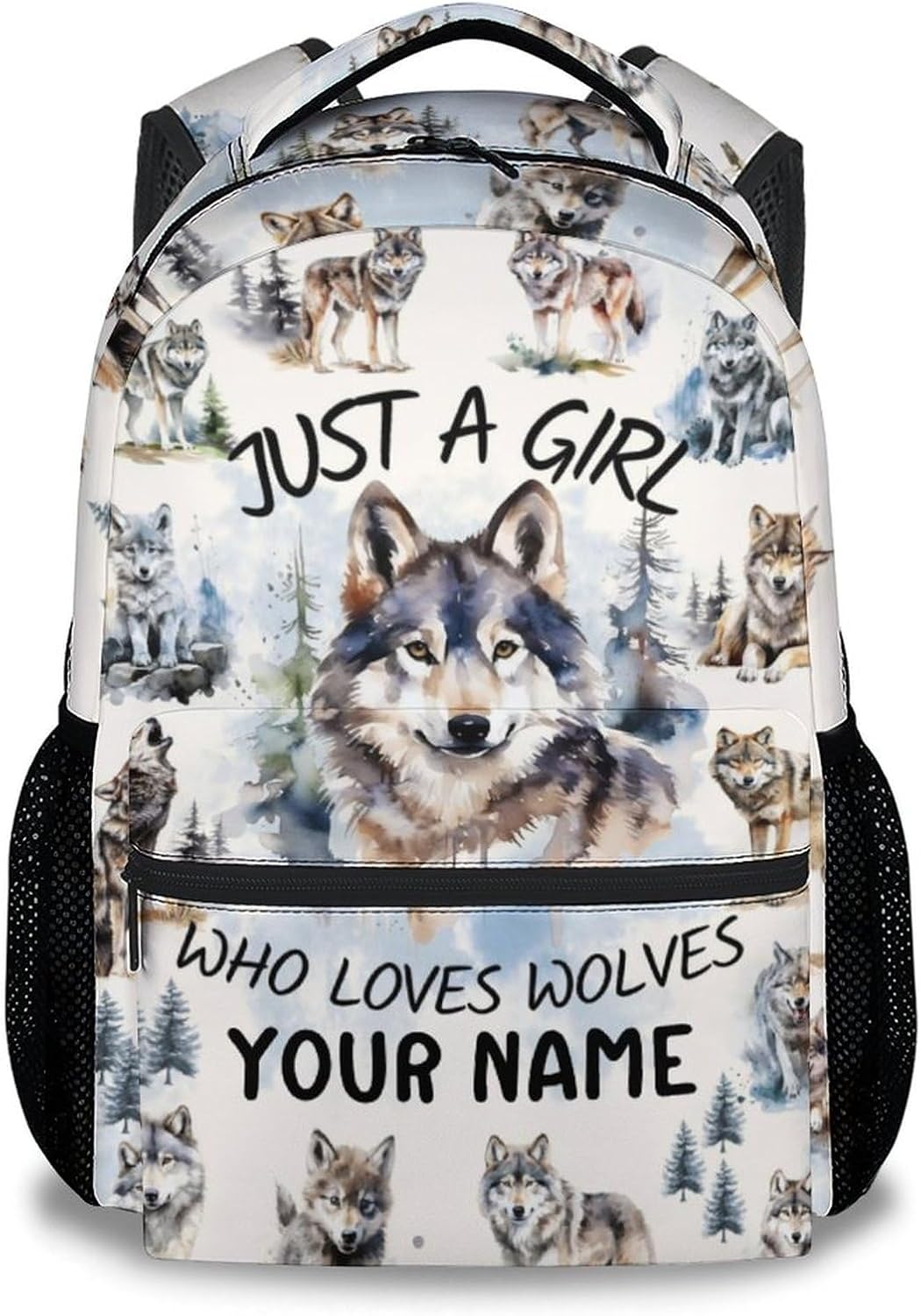 Personalized Girls Backpacks for Preschool - 17 Inch Wolf Kids School Backpack - Durable Bookbag for Kindergarten