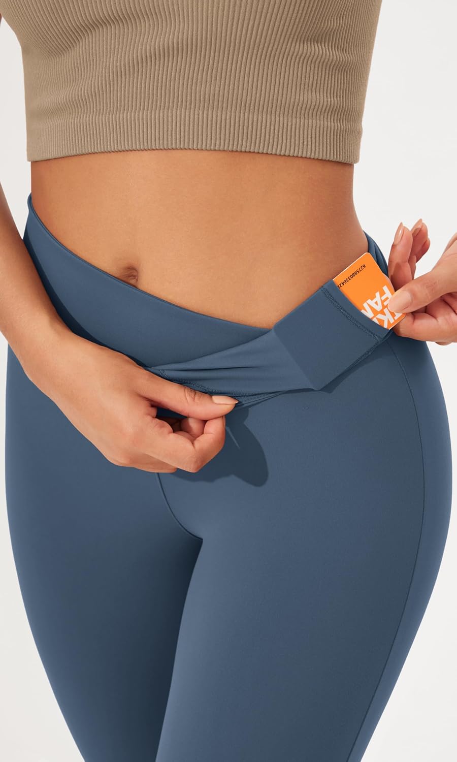 ODODOS Women's Cross Waist Bootcut Yoga Pants with Inner Pocket, Non See Through Bootleg Gym Workout Pants - Image 5