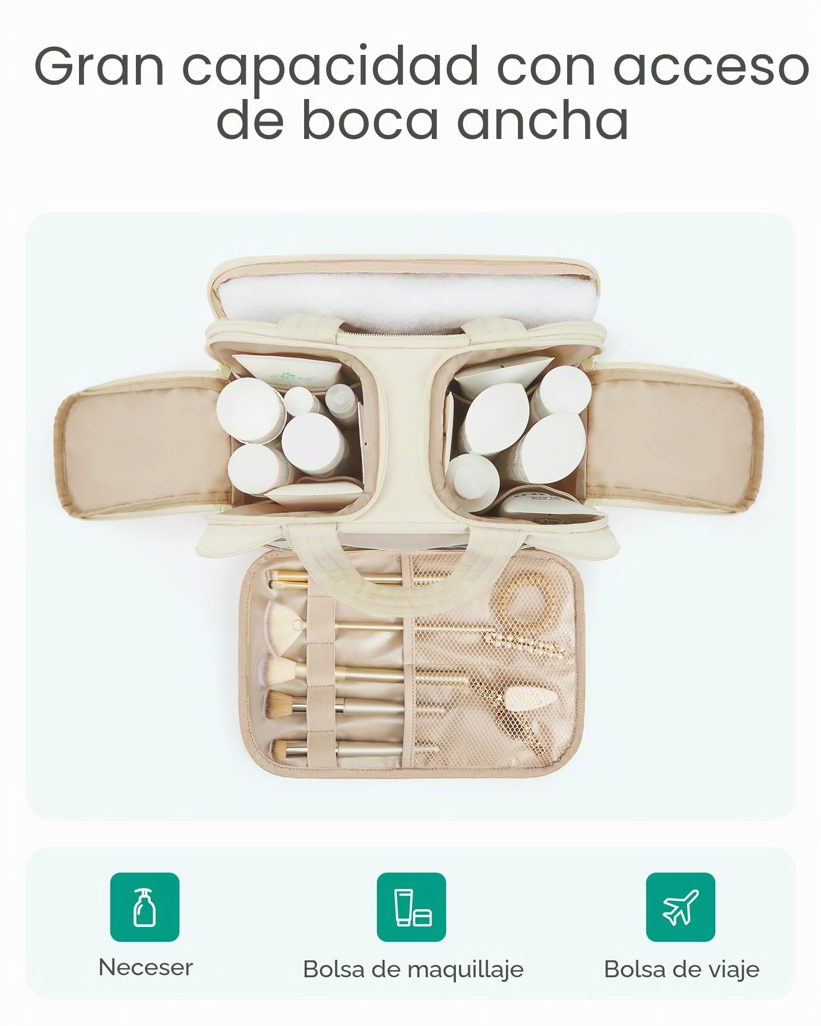 BAGSMART - Neceser de viaje, gran neceser acolchado para mujeres, Negro