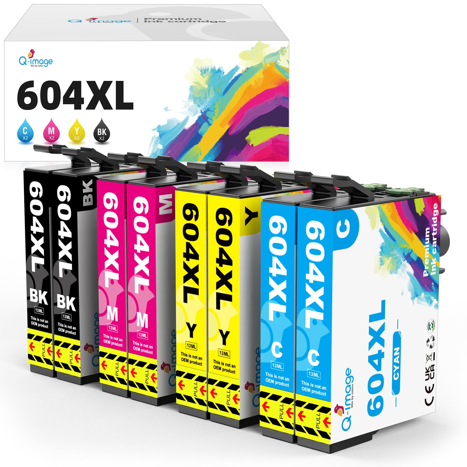 Q-image 604XL Cartucce per 604 604XL Multipack compatibili per Expression Home XP-2200 XP-2205 XP-3200 XP-3205 XP-4200 XP-4205 Workforce WF-2910 WF-2930 WF-2935 WF-2950 (confezione da 8)