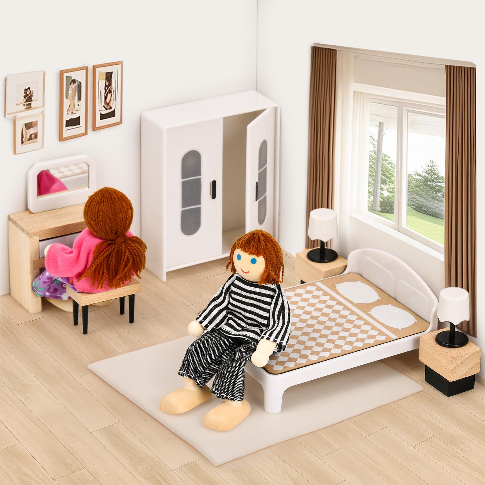 Atoylink Wooden Dolls House Furniture Set - Image 3