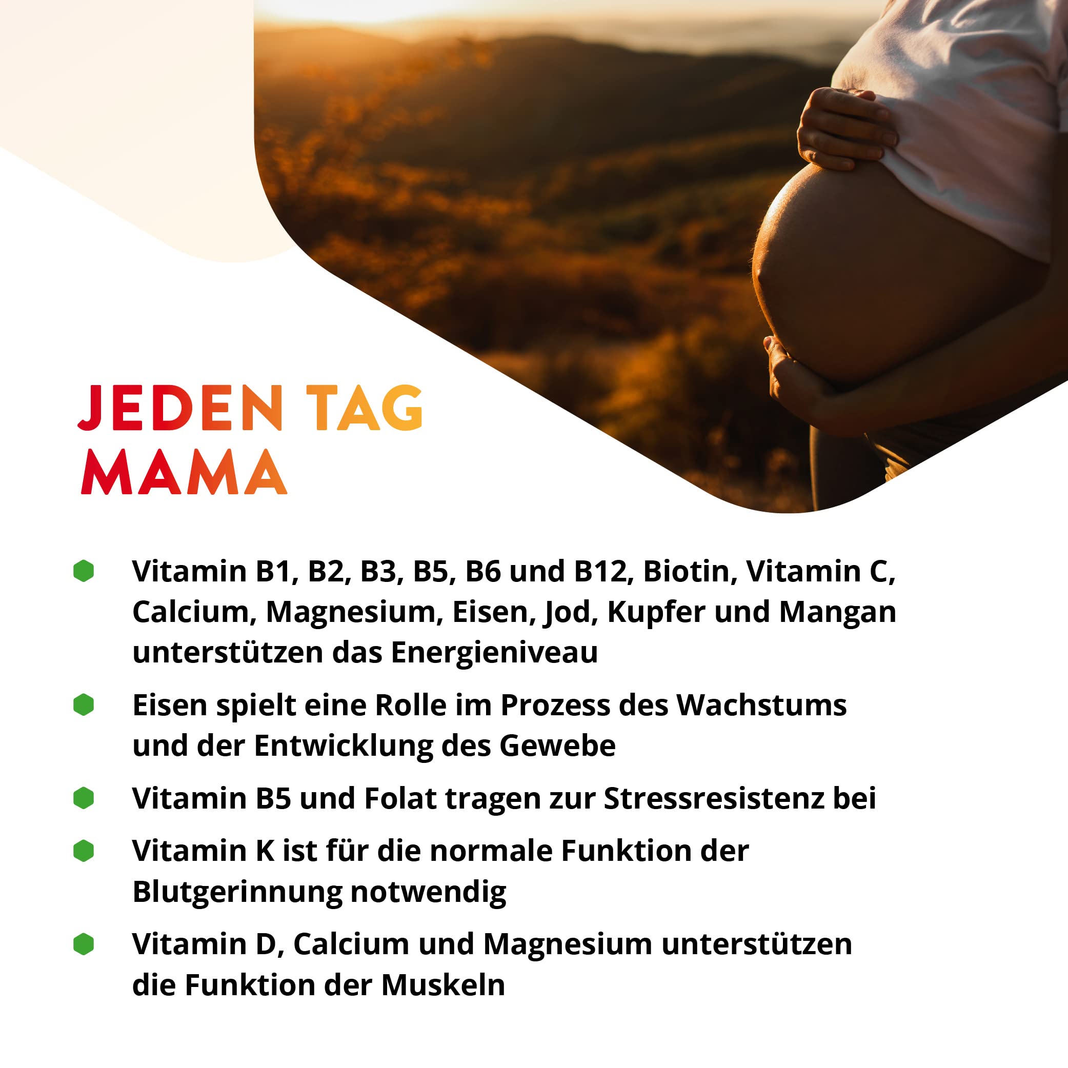Vitals - Jeden Tag Mama 60 Tabletten. Speziell formulierte Multi­vitamine rund um Schwangerschaft und Stillzeit.