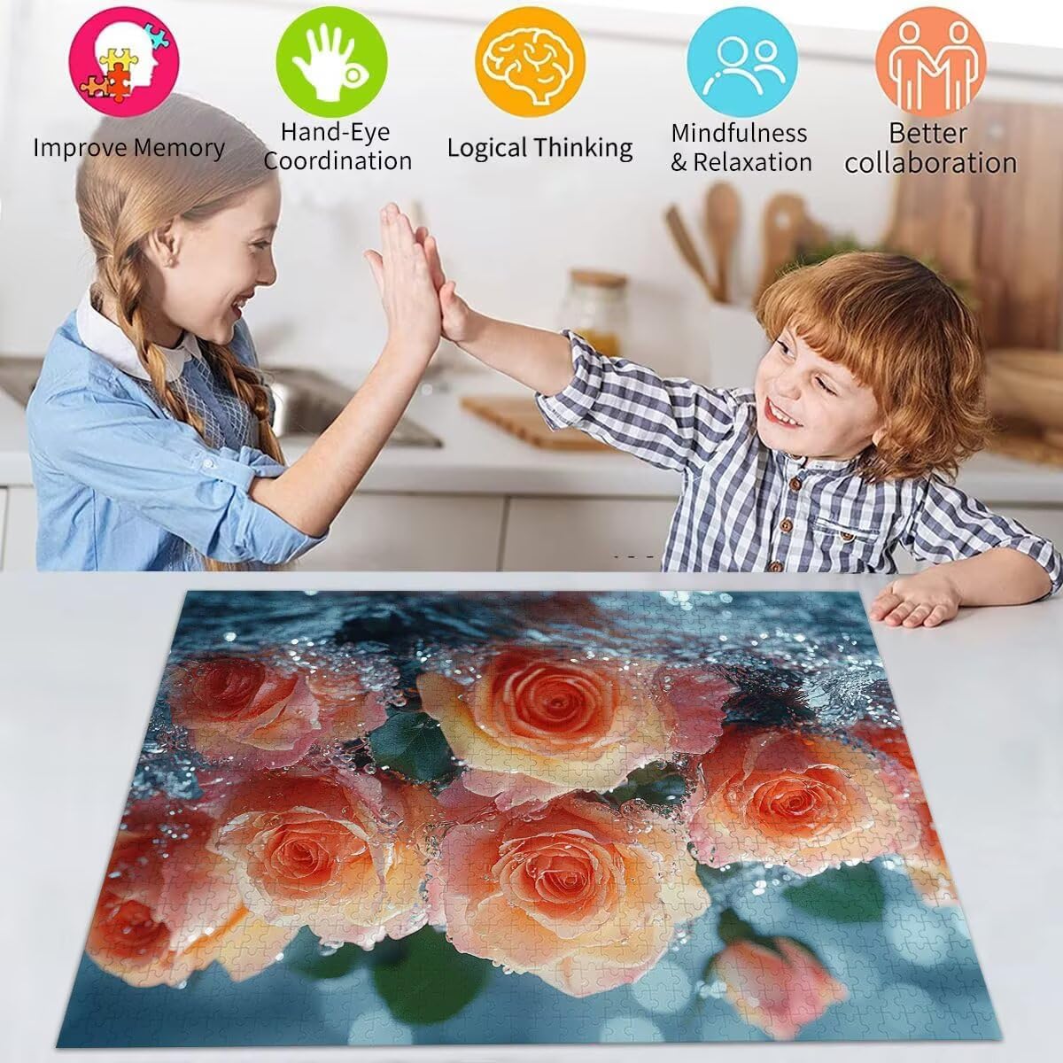 Blume Puzzle für Erwachsene Kinder Anspruchsvoll 5000 Teile Impossible Klassische Puzzles Schwer Anlage ab 8 9 10 Jahre Mädchen Jungen Jigsaw Kunst Educa,für Dekoration und Geschenke 105x156cm t-357