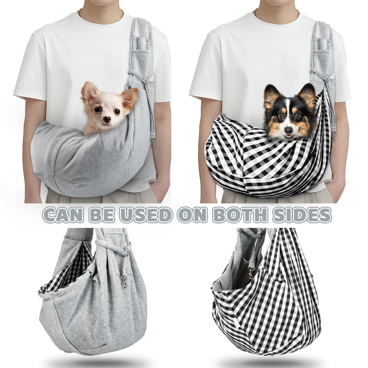Bandolera para Perro Transportín para Perros Bolsa de Hombro para Mascotas Ajustable Gris con Toalla para Mascotas para Perros Gatos Pequeño y Medianos (Gris)
