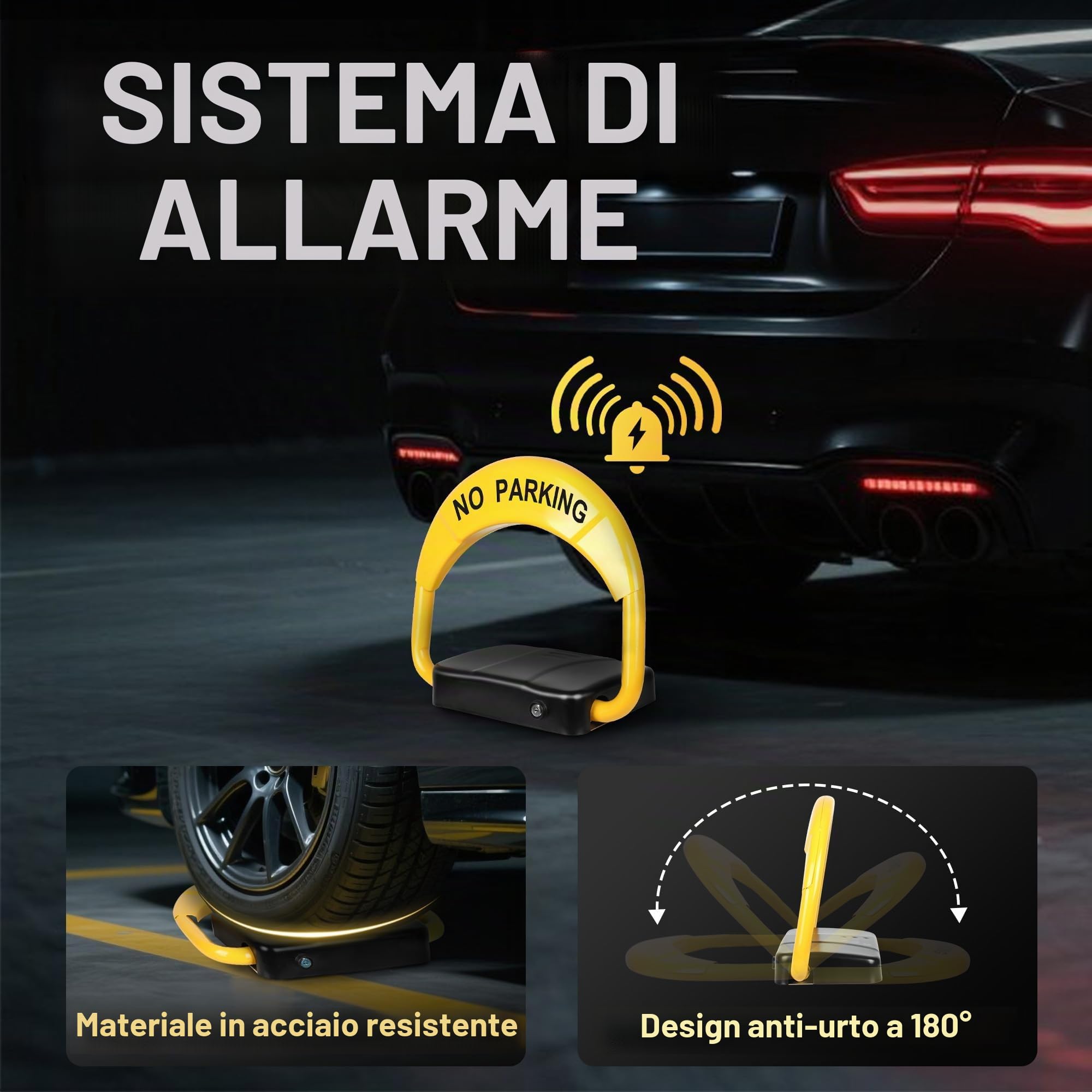 ORIENTOOLS, Barriera automatica per parcheggio, serratura per parcheggio telecomandata con 2 telecomandi con portata fino a 30 m, parcheggio privato, funzione intelligente con allarme