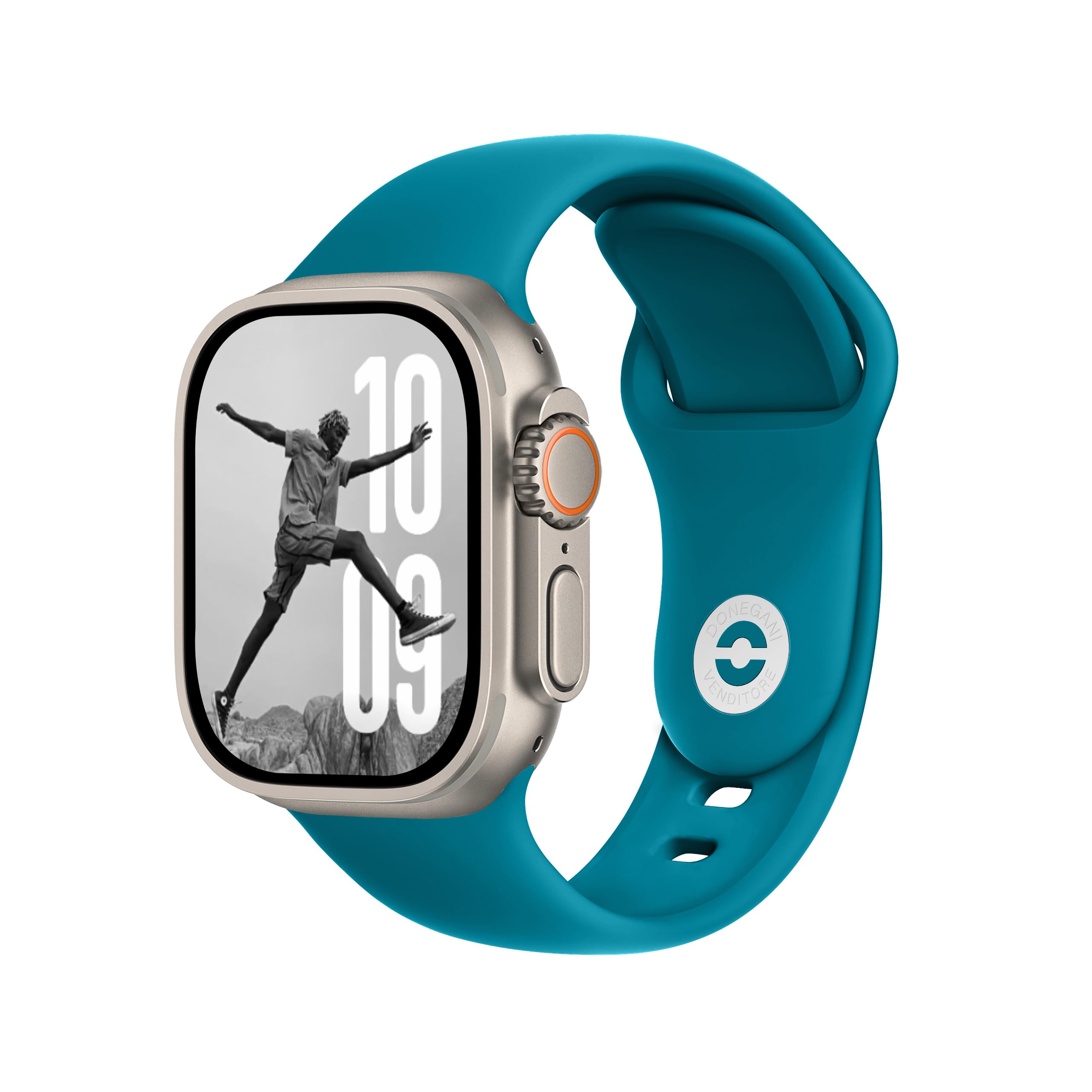 DONEGANI SB Cinturino per Apple Watch Ultra 2 49mm, Serie 10 46mm, 9 8 7 45mm 41mm, SE 6 5 4 44mm 40mm, 3 2 1 42mm 38mm Band Bracciale Sport Silicone, Blu Lago Profondo