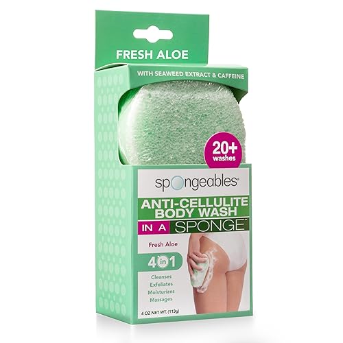 Spongeables Anti-Cellulite Body Wash in a Sponge, Moisturizer and Exfoliator, 20+ Washes