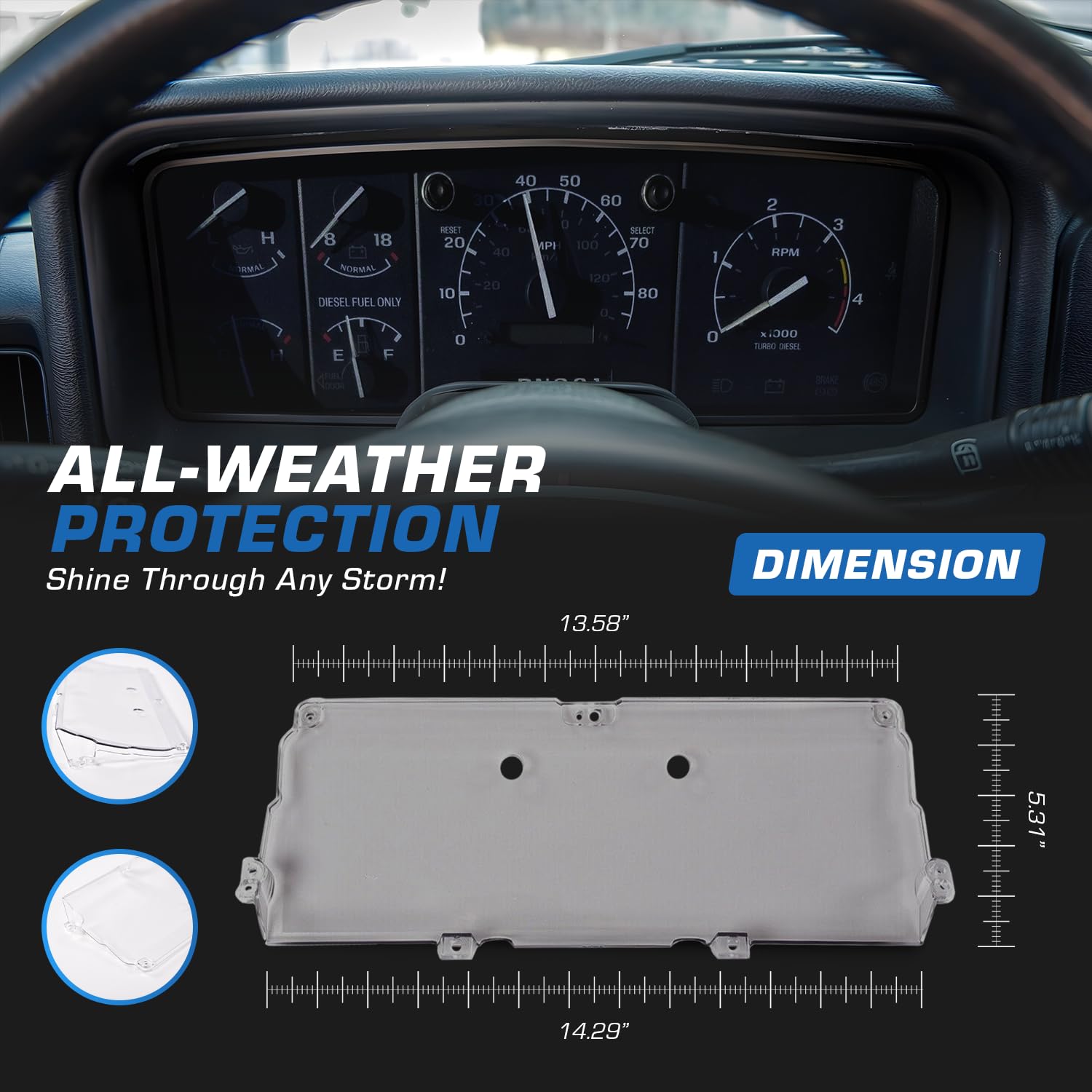 Auto Parts Prodigy Instrument Gauge Dashboard Dash Cluster Lens Cover New Compatible With 1992 1996 Ford Bronco F150 F250 F350 E150 E250 E350 Replaces Oe F2uz 10887 A - View #7