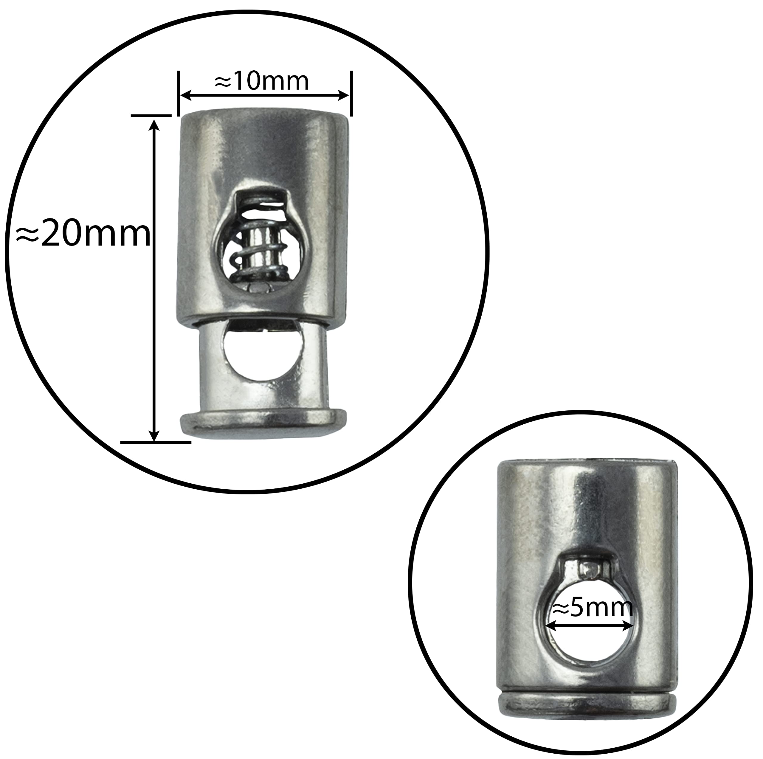 AERZETIX - C68246 - Lot de 10 Bloque-Cordon de vêtement Ronds 16x22 mm - Stop Cordon - Ouverture 8 mm - arrêt Embout Corde Anorak Sac Loisir créatif Couture mercerie - en Plastique