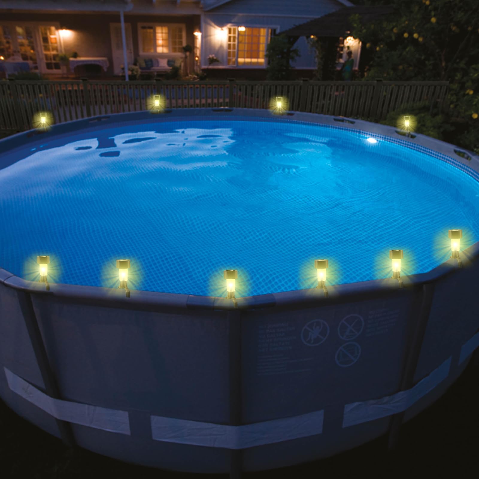 BORDEAG 10 luces para piscina, luces solares para vallas, luces LED para piscina, iluminación de estanque, luces solares para piscina, impermeables, para decoración de jardín