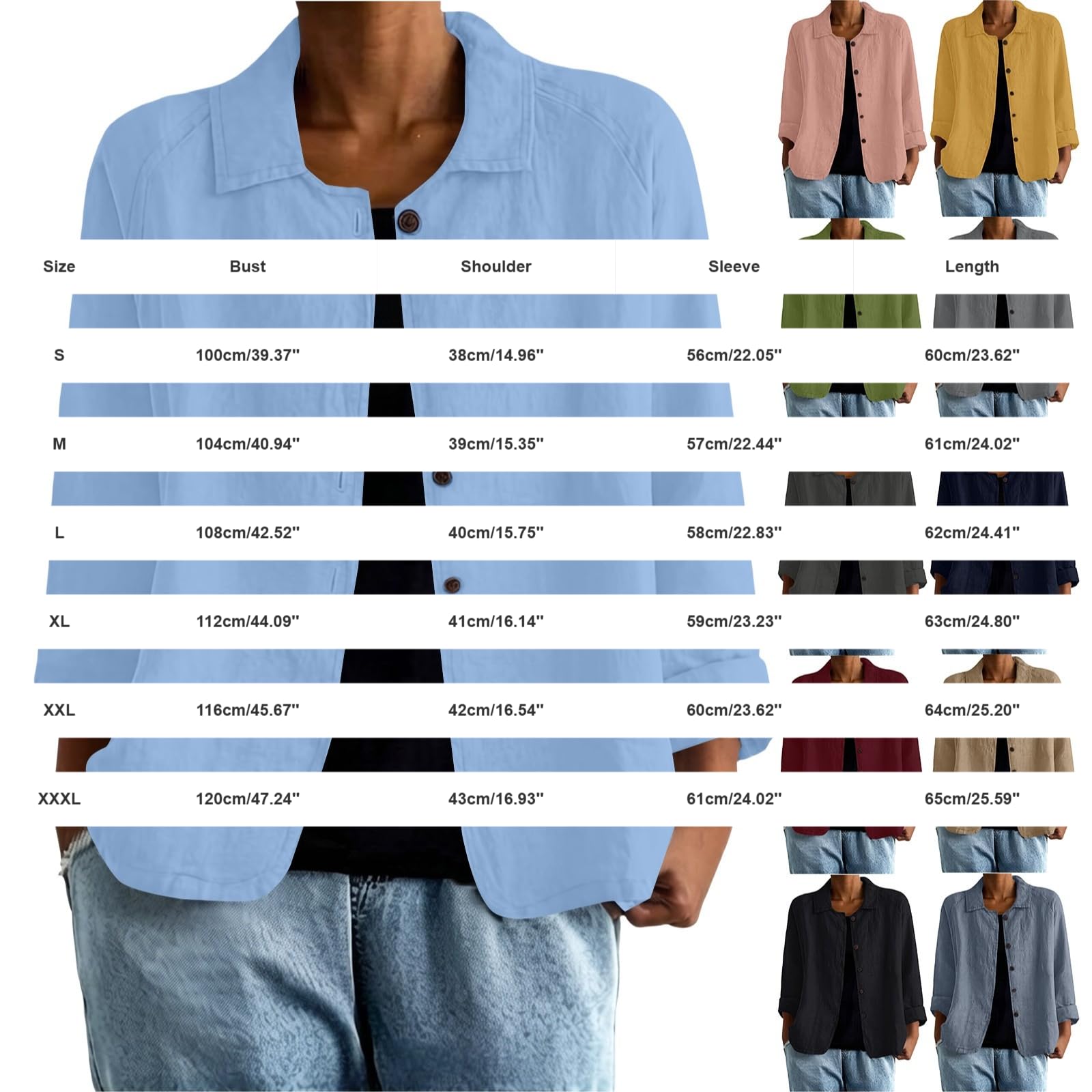 Generisch Cardigan da donna con risvolti, elegante e leggero, con bottoni