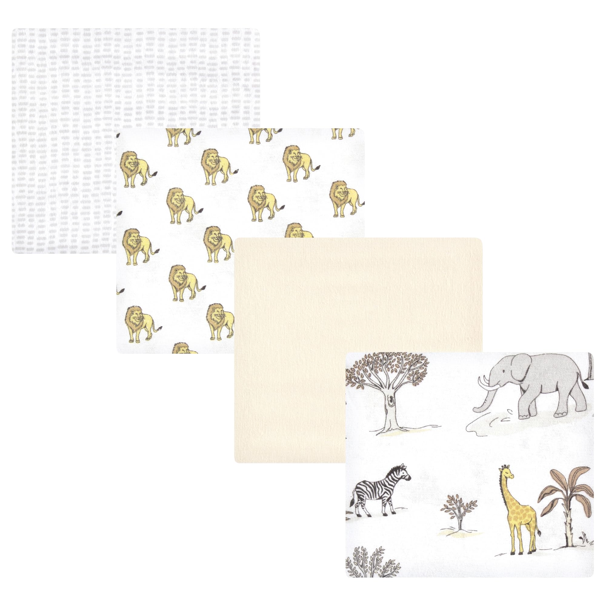 Hudson Baby Unisex Baby Cotton Flannel Receiving Blankets, Neutral Safari World, One Size