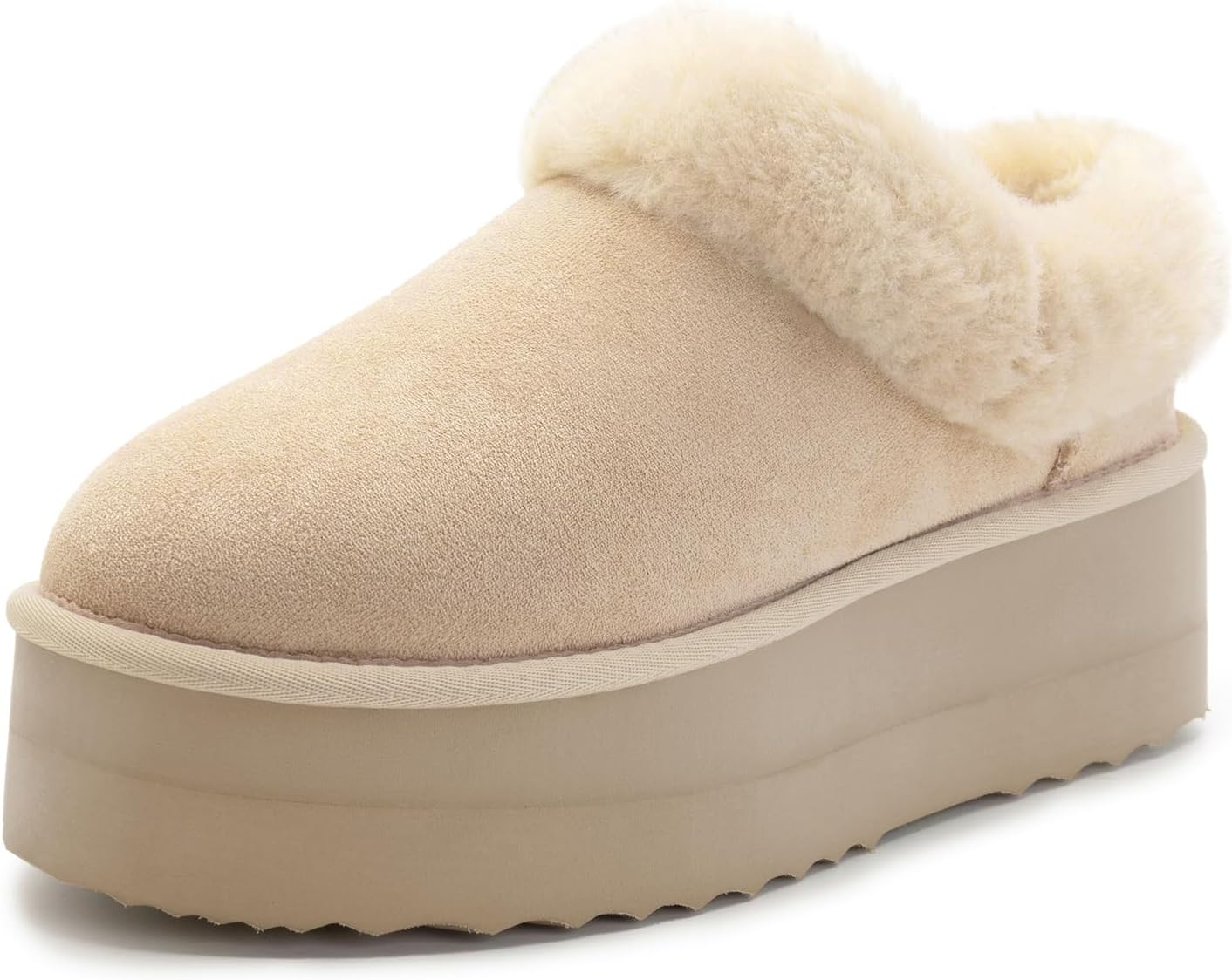 Athlefit Platform Slippers for Women Slip-on Winter Warm Fuzzy Fluffy Suede Slippers Shoes for House Indoor and Outdoor
