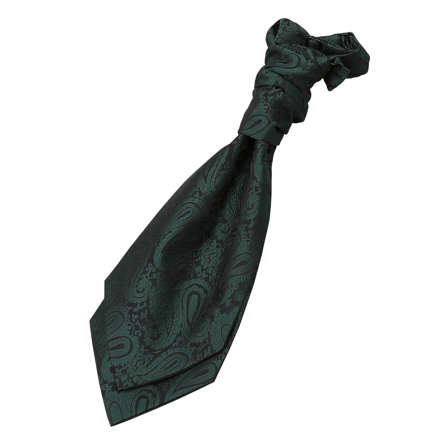 DQT Boys Paisley Floral Scrunchie Cravat – Pre-Tied Wedding Pageboy Formal Neckwear - Emerald Green