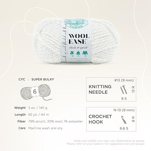 Vista 327 de Lion Brand Yarn Wool-Ease Thick & Quick Yarn - 318.2 ft, Graphite Grafito