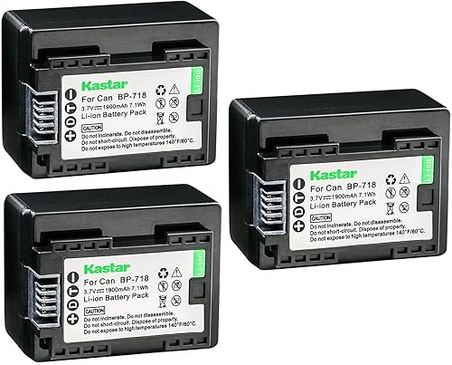 Miniatura 4 de Kastar Paquete de 1 batería BP-718 de 3.7 V 1900 mAh de repuesto para Canon VIXIA HF R600 HFR600, VIXIA HF R700 HFR700, VIXIA HF R800 HFR800, LEGRIA