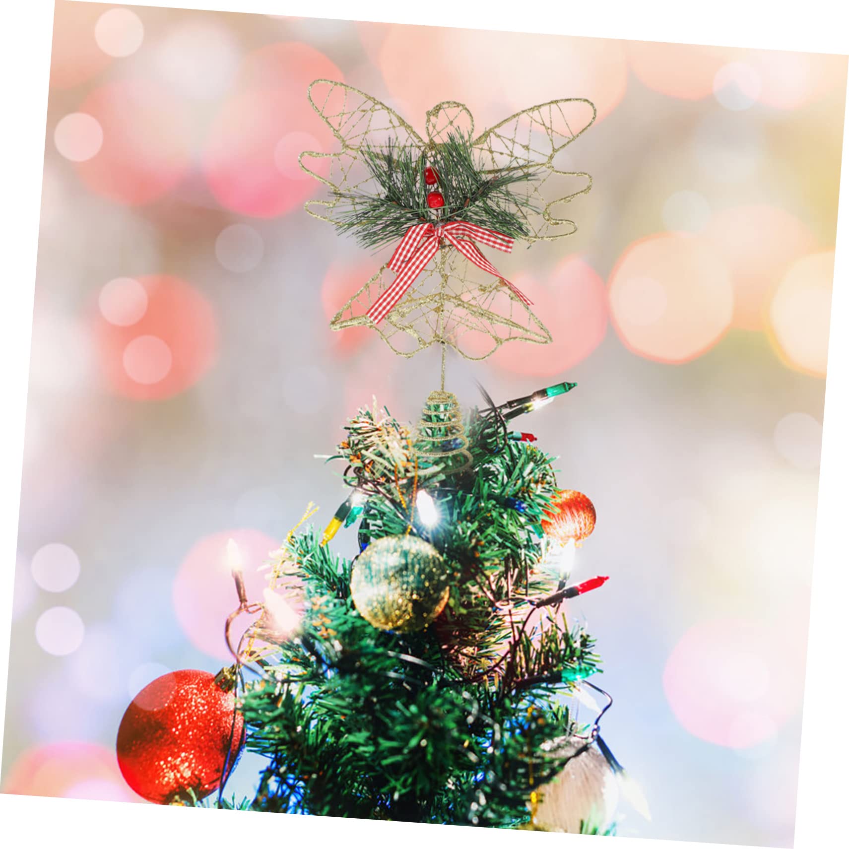 VOSAREA 3 Pièces Étoile d'arbre d'ange Décor Étoile Haut De Forme d'arbre De Coeur Topper d'arbre De Noël Ange Décor De La Nativité Étoile De Dessus De Sapin De Noël Décor LED Le Fer