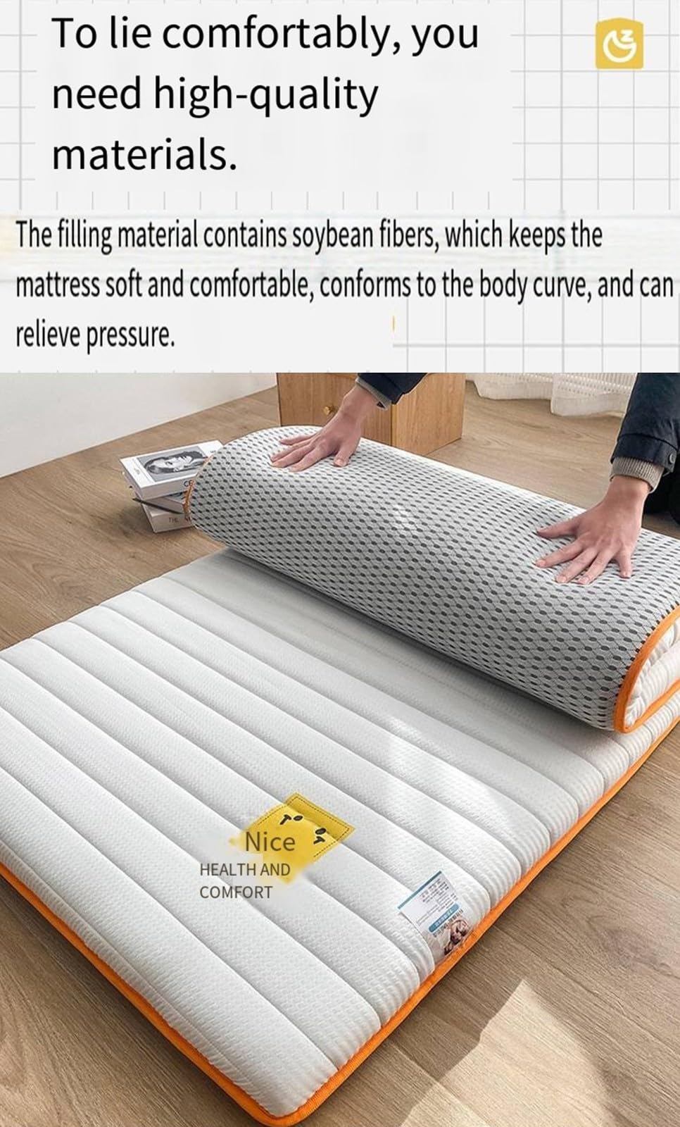 Matelas Futon Japonais, 2 Place Matelas Pliable Épais Et Portable, Lit D'appoint pour Dortoir, Camping Et Voiture,Tatami Pliable, Tapis De Couchage pour Sol, Invités, Salon