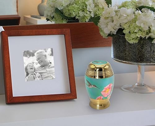 Miniatura 4 de Urnas de recuerdo de colibrí para cenizas humanas con caja de regalo de terciopelo para recuerdos de cremación para cenizas, juego de 4