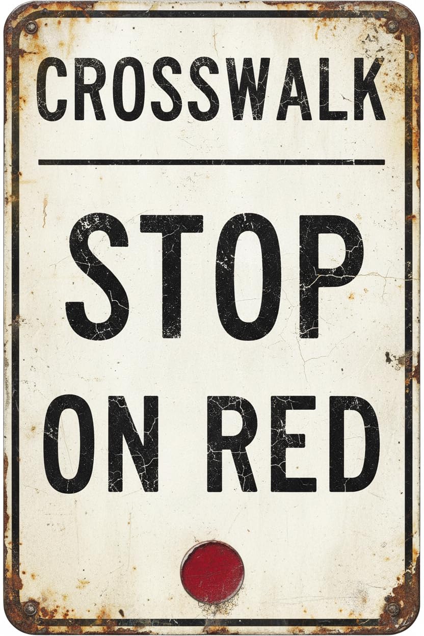 Wall Decor R10-23 Crosswalk Stop On Red - Traffic Regulatory Sign Metal Sign 8 X 12 Inches Clear Signage For S, Fences Vintage Signs Aluminum Plates Printed