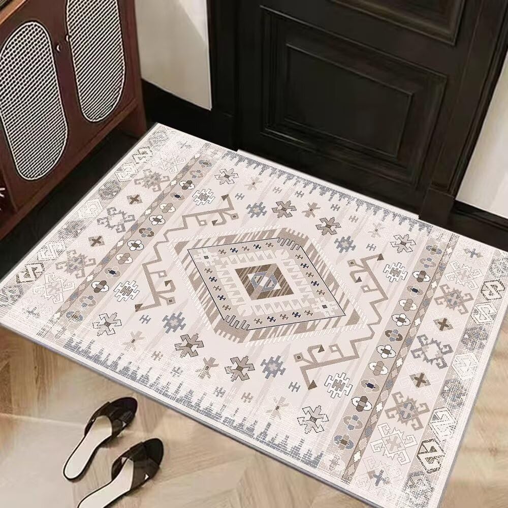 Felpudo Entrada Casa 60x90 cm Beige Gris Bohemio Felpudo Antideslizante Lavable Felpudo Exterior Felpudos Entrada Casa Alfombrilla para Pasillo Cocina Dormitorio Mascotas