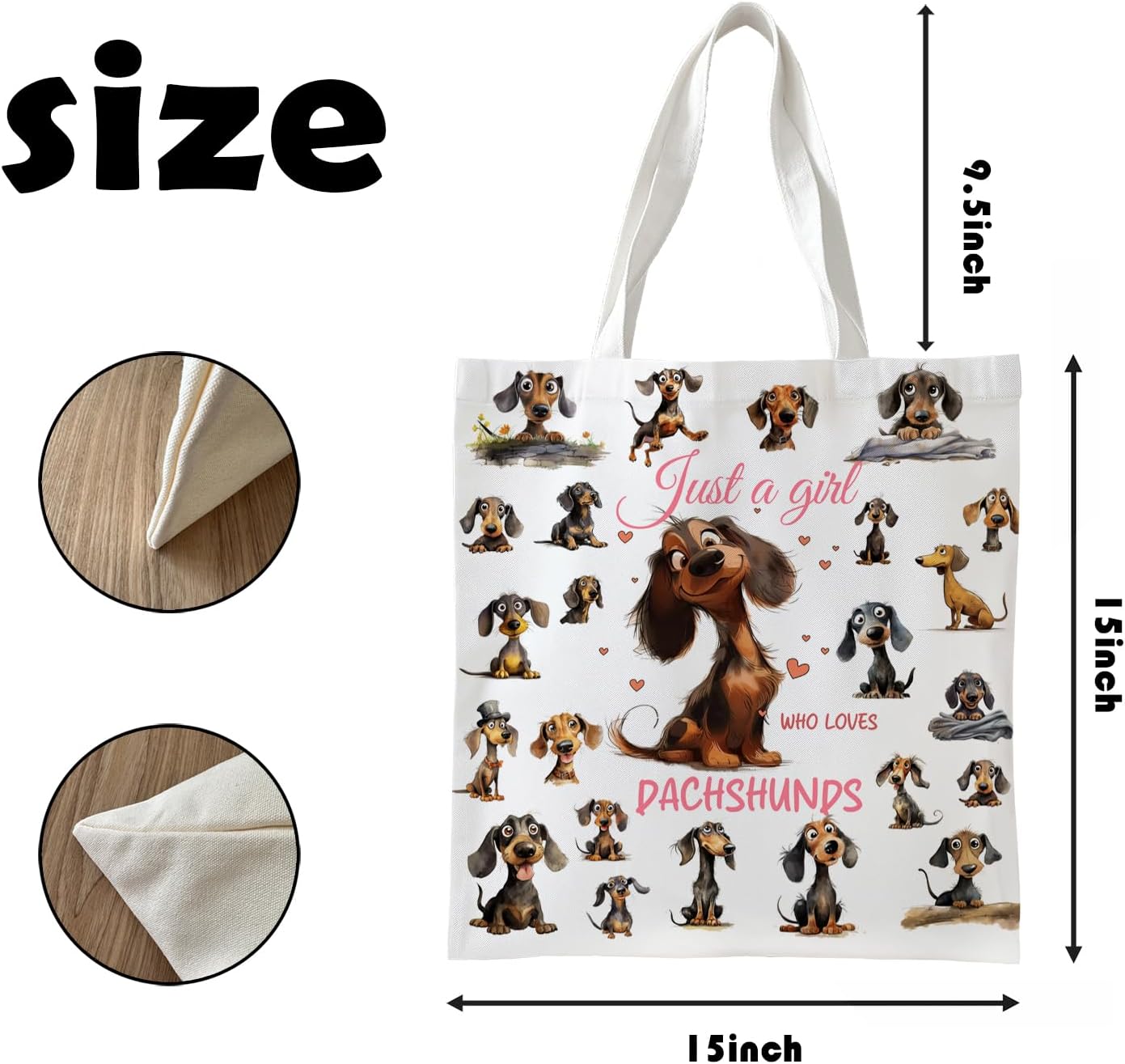 Capybara gifts, Canvas Tote Bag Aesthetic for Women, Dog Lovers Gifts Tote Bag, Reusable Grocery Bags - Image 4