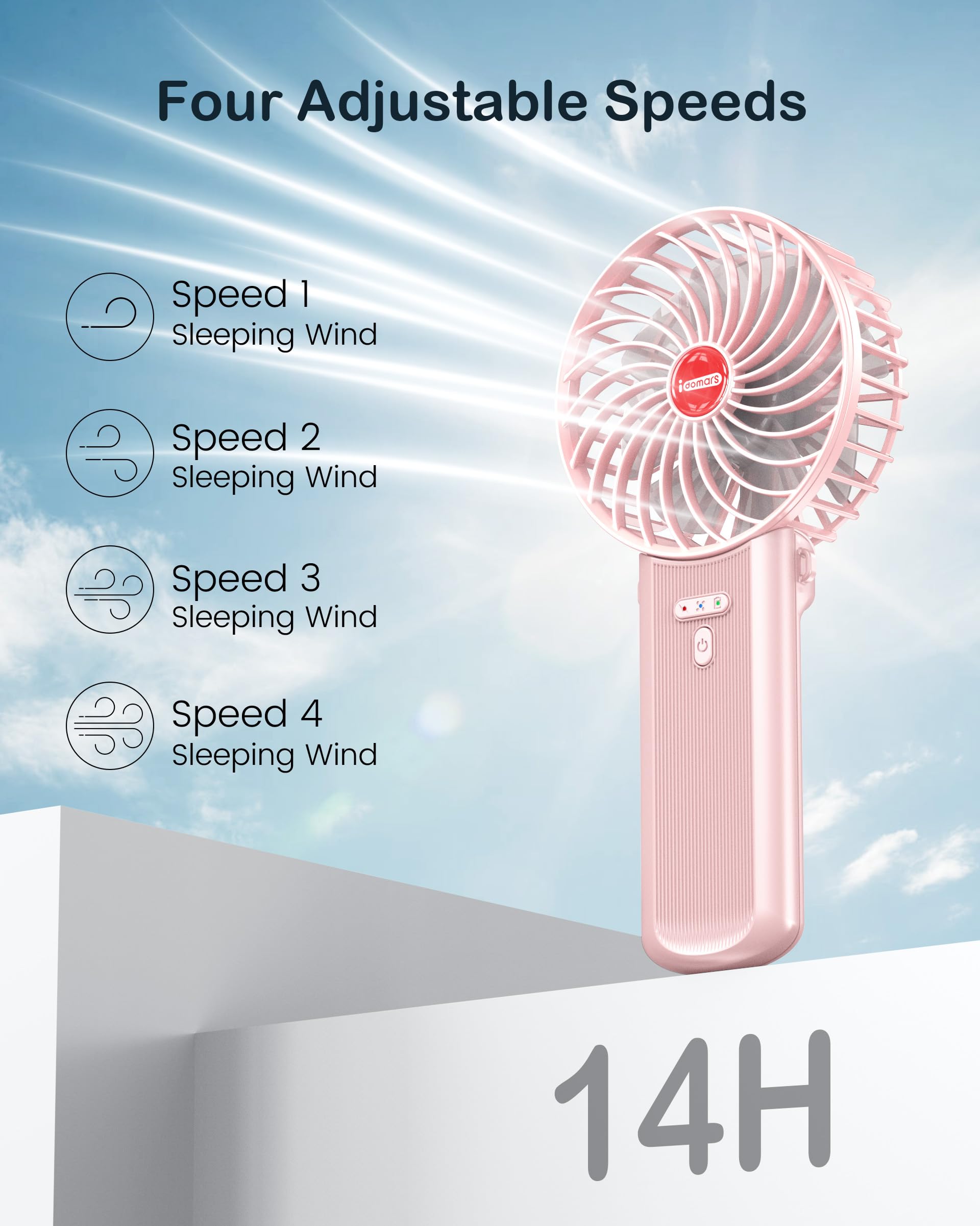 Ventilatore Portatile Rosa, Mini Ventilatore Palmare Silenzioso Batteria Ricaricabile Da 4000 Mah 5 Velocita Piccolo Ventilatore Con Funzione Di Bo 97101521