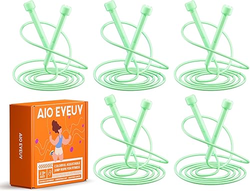 Paquete de 5 cuerdas de saltar ajustables para fitness y ejercicio, cuerda de saltar ligera de PVC para hombres, mujeres y niños, sin enredos para