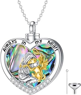 Flpruy Pet Urn Necklace for Dog Cat Ashes Sterling Silver Dog Memorial Keepsake Dog Urns for Ashes Cremation Jewelry Gifts for Women Dog Lovers (Abalone Shell)