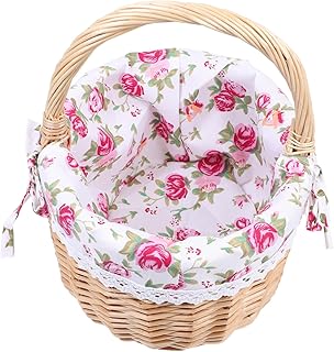 Yardwe Cesta De Mão De Vime Cestas De Brinquedos Decoração De Casamento Cesta De Vime Suporte De Flores De Noiva Cesta De Piquenique Cesta De Florista De Casamento Cesta De Flores