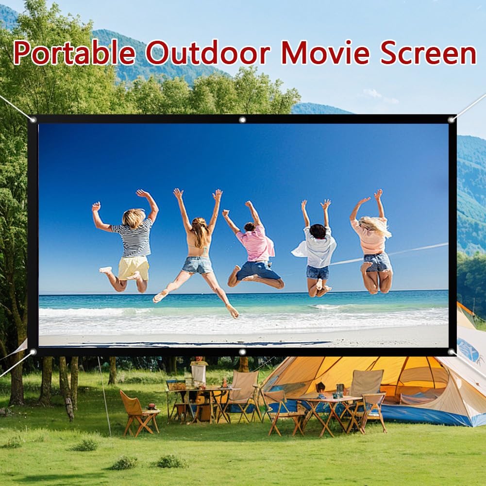 Schermo Proiettore Portatile da 60-300 pollici con Retro Nero, Telo Proiettore Pieghevole 4K HD 16:9 per Interni ed Esterni, Home Theater e Giardino(120in(265x149cm))