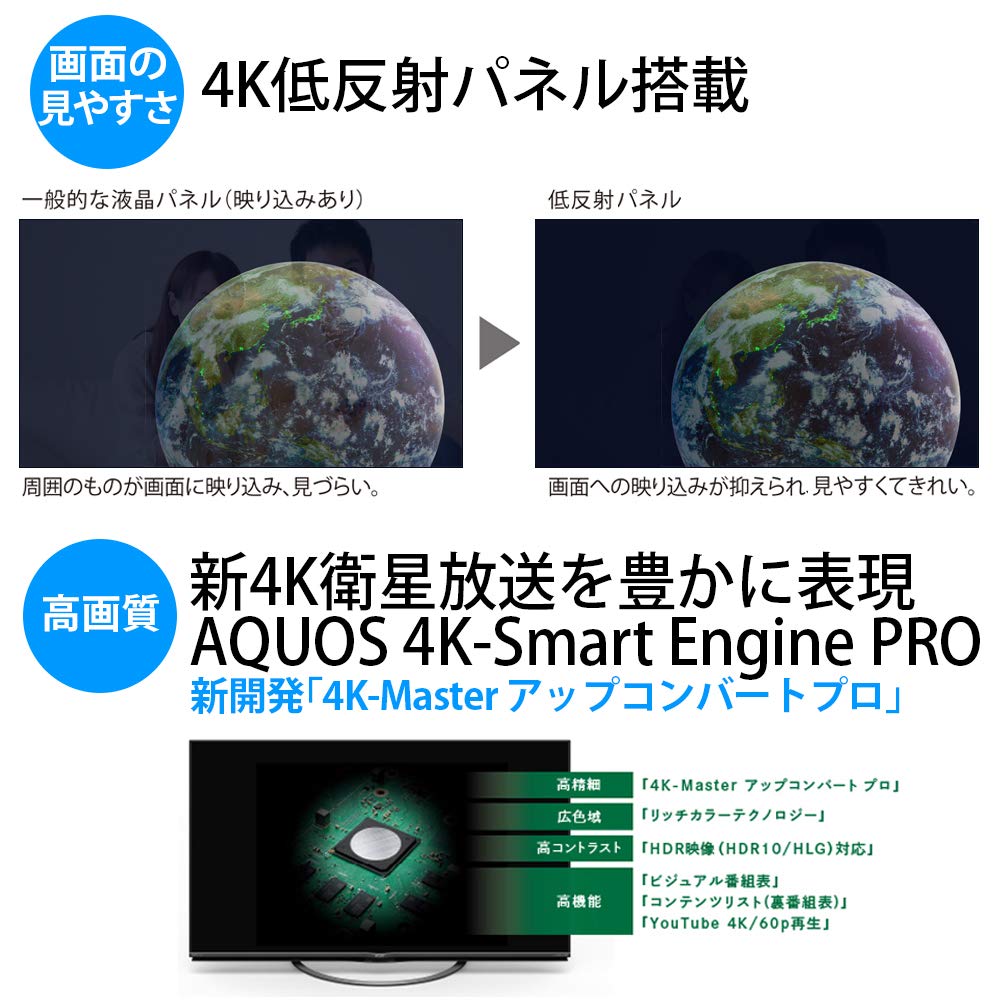 Amazon | シャープ 45V型 4Kチューナー内蔵 液晶 テレビ AQUOS 4T