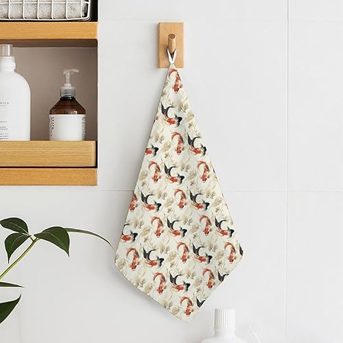 Miniatura 6 de Decorative Hand Towels for Bathroom - Retro Goldfish Print Soft Absorbent Small Bath Hand Towels for Kitchen, Farmhouse, Spa, Hotel, Guest Tea and