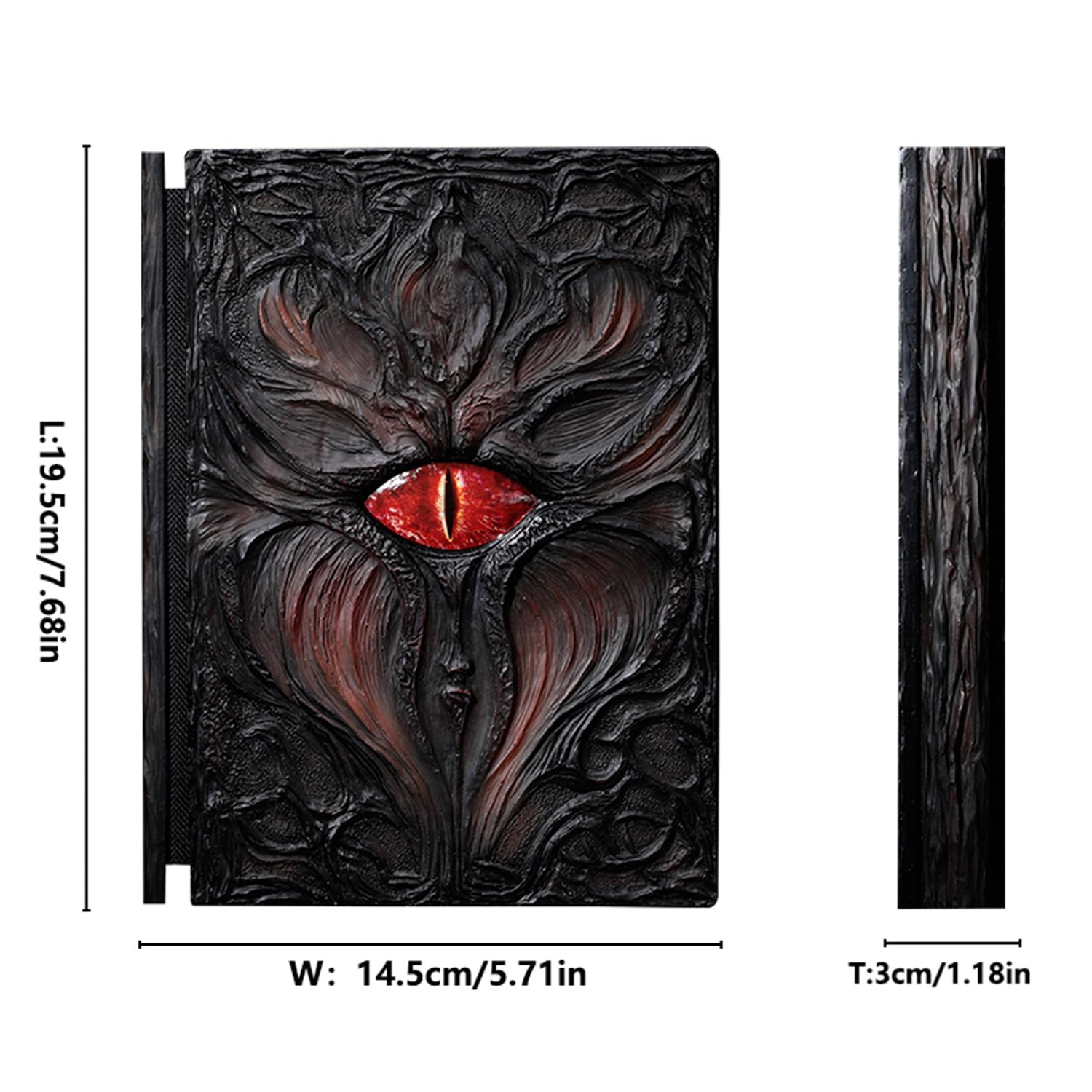 Journal 3D en relief œil de dragon, carnet de notes de voyage à couverture rigide pour campagnes DND, écriture, croquis, collection, cadeau, décoration et format A5 (A5-s-rouge)