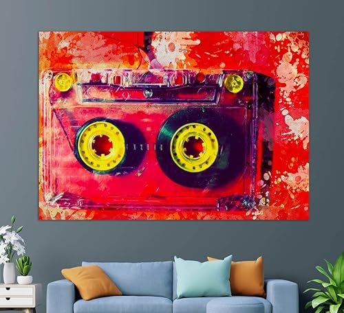 Miniatura 3 de Impresión en lienzo de casete de audio, arte de pared de música retro, impresión de cassette, pintura de casete, decoración de pub