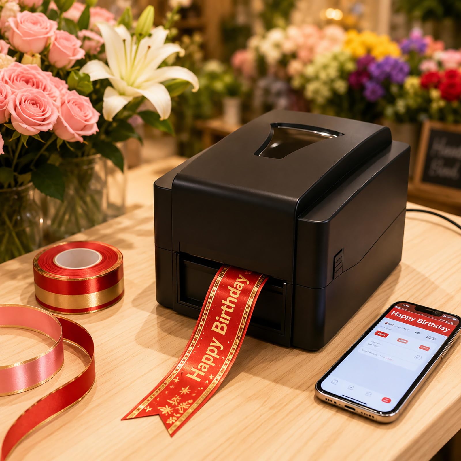 vnmudzeo 300 DPI Thermal Transfer Printer — Dual Mode Label Printer for Barcode Labels, Wash Care Labels, Hang Tags and Satin Ribbons