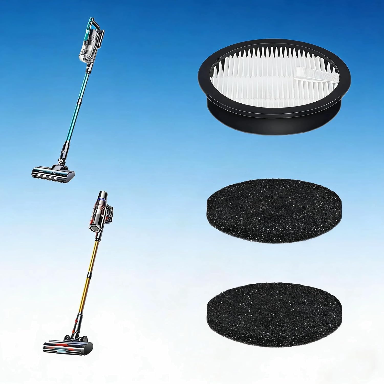 9-Pcs HEPA Replacement Filters for AFNOP Acevac11 Cordless Vacuum, 3 HEPA and 6 Sponge Filter Kit, Compatible with AFNOP Acevac11 Vacuum Cleaner image 2