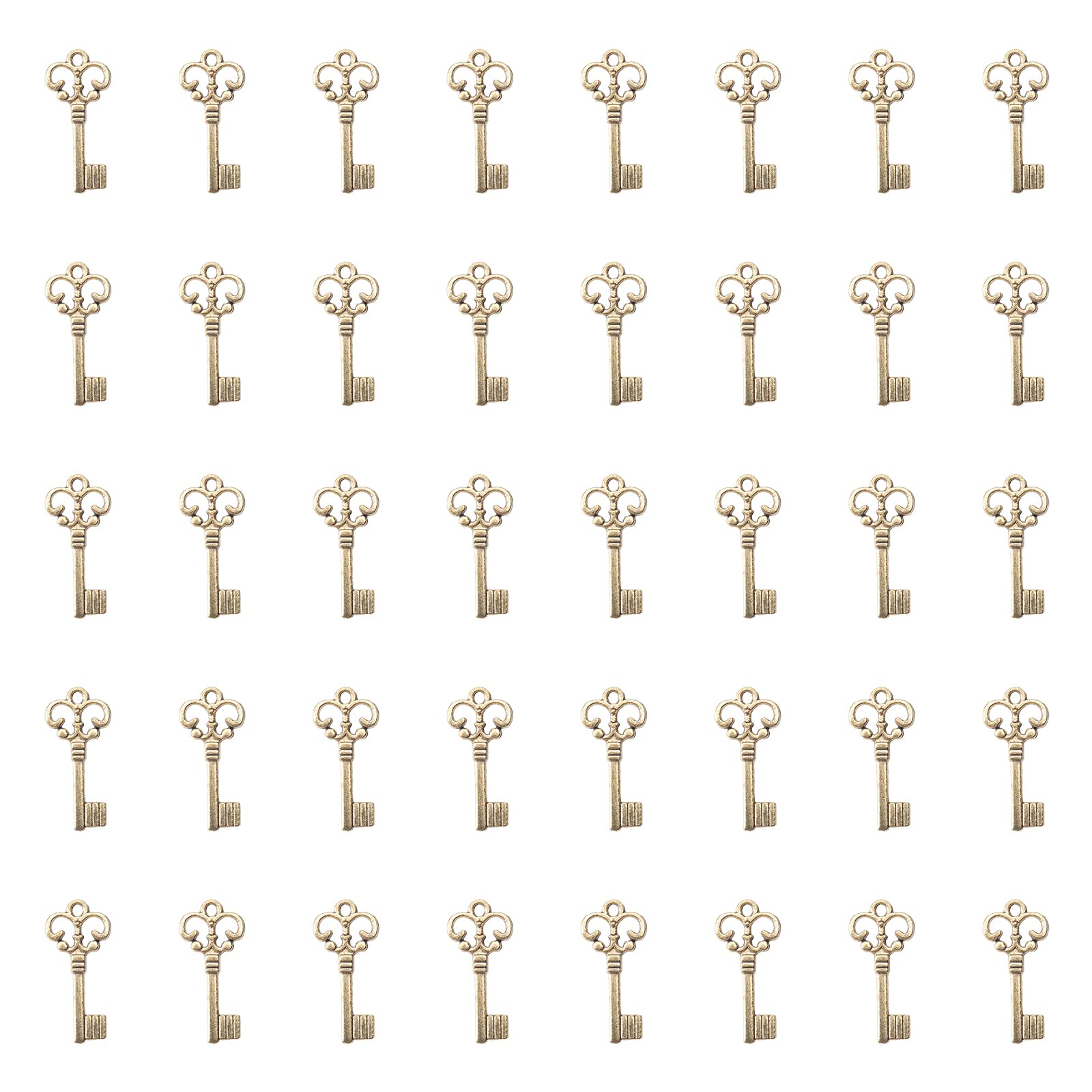 Ruwado 50 Pcs Keys Pendants Beading Supplies Vintage Metal Mini Key Charms for DIY Jewelry Making Kit Handmade Necklace Bracelet Key Ring Chain