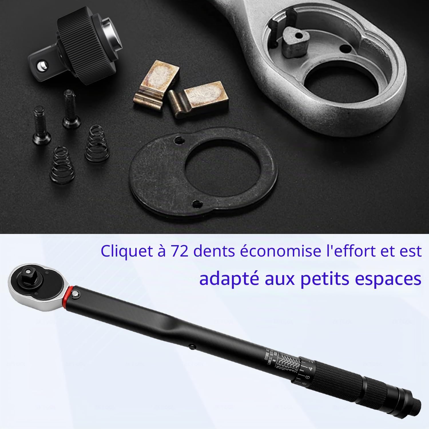 ZKTOOL 3PCS Clé Dynamométrique Kit Carré 1/4" 3/8" 1/2" pour Voiture