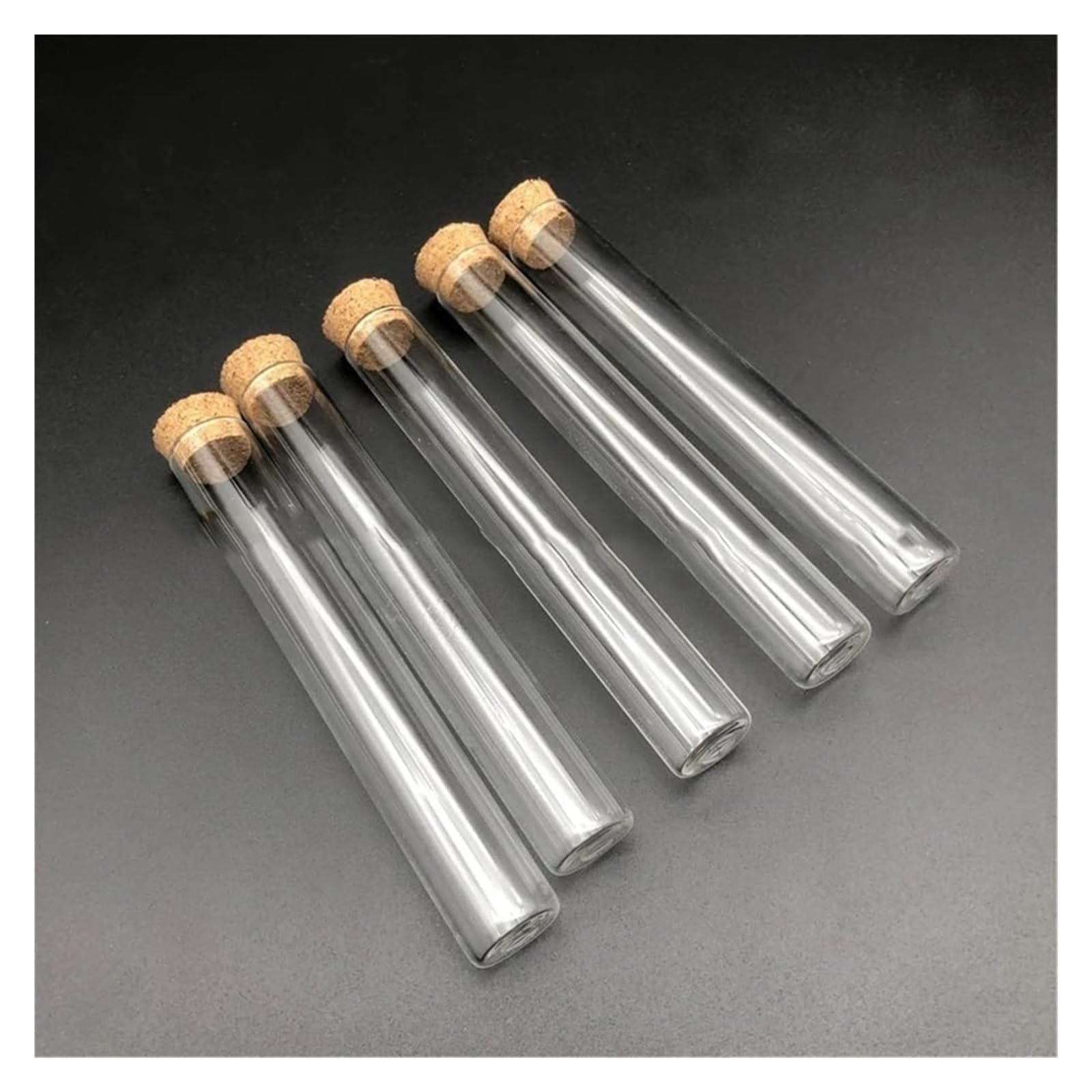 Transparente Glasreagenzgläser, Reagenzglas aus Borosilikatglas, 15 x 100 mm, Korkstopfen mit flachem Boden, Verschiedene Größen(50pcs)