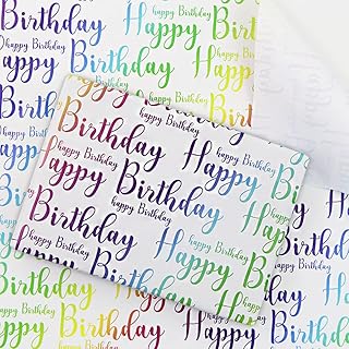 Happy Birthday Wrapping Paper For Kids Girls Boys Women Men, Gradient Light Color Birthday Gift Wrap Paper, Wrapping Paper Birthday 6 Sheets Folded Flat 20x28 inches per sheet
