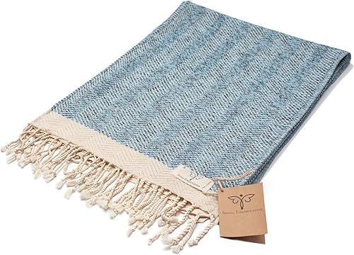 Miniatura 5 de Smyrna - Toallas de mano turcas originales, serie Herringbone, conjunto de 2  2% algodón, 100 x 16 pulgadas  Toalla de baño Peshtemal decorativa