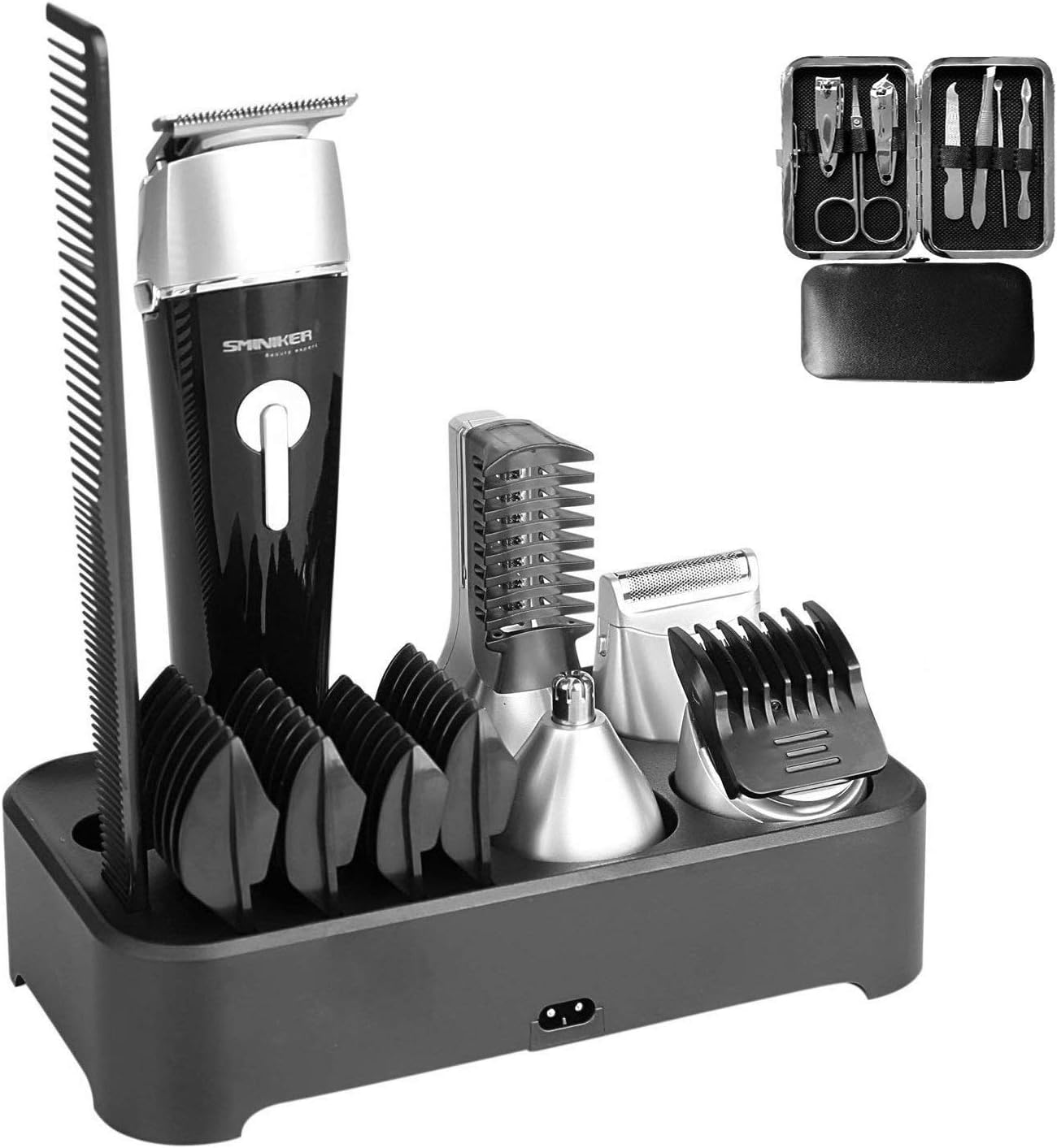 Sminiker Waterproof Beard Trimmer Kit for Men 5 in 1 Cordless Body Groomer Kit of Mustache Trimmer Nose Hair Trimmer Precision Trimmer