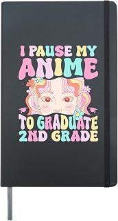 I Pause My Anime To Graduate 2nd Grade Graduation groovy Hardcover Journal, Black