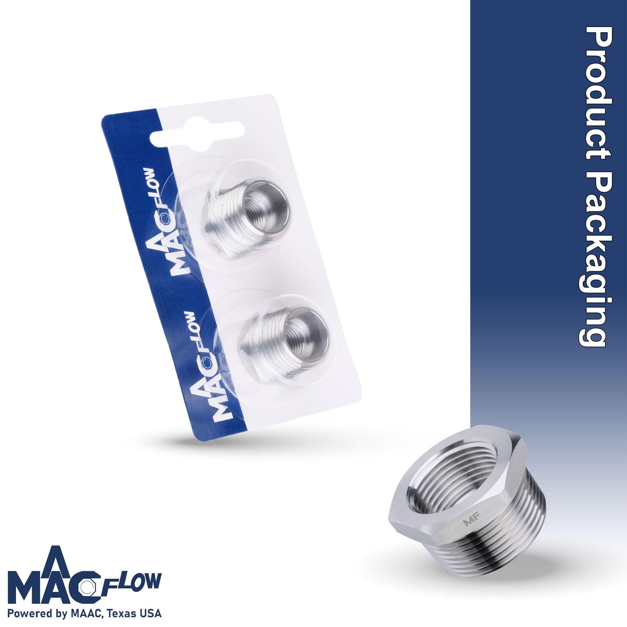 Reductor de buje hexagonal de acero inoxidable, NPT macho de 1/2 pulgada a NPT hembra de 1/4 pulgadas (paquete de 2)