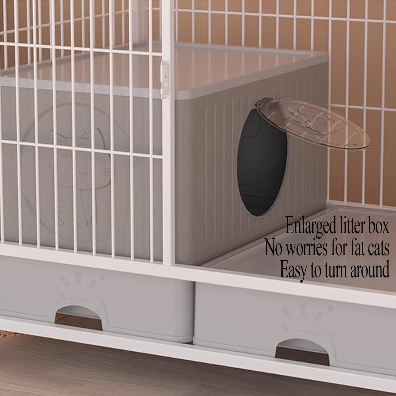 s Indoor with Litter Box Large for Rabbits, Metal Cat Kennel Outdoor with Wheels for Small Animals, Cat Enclosures Indoor with Platform Ladder(Black,83 * 59 * 136cm)