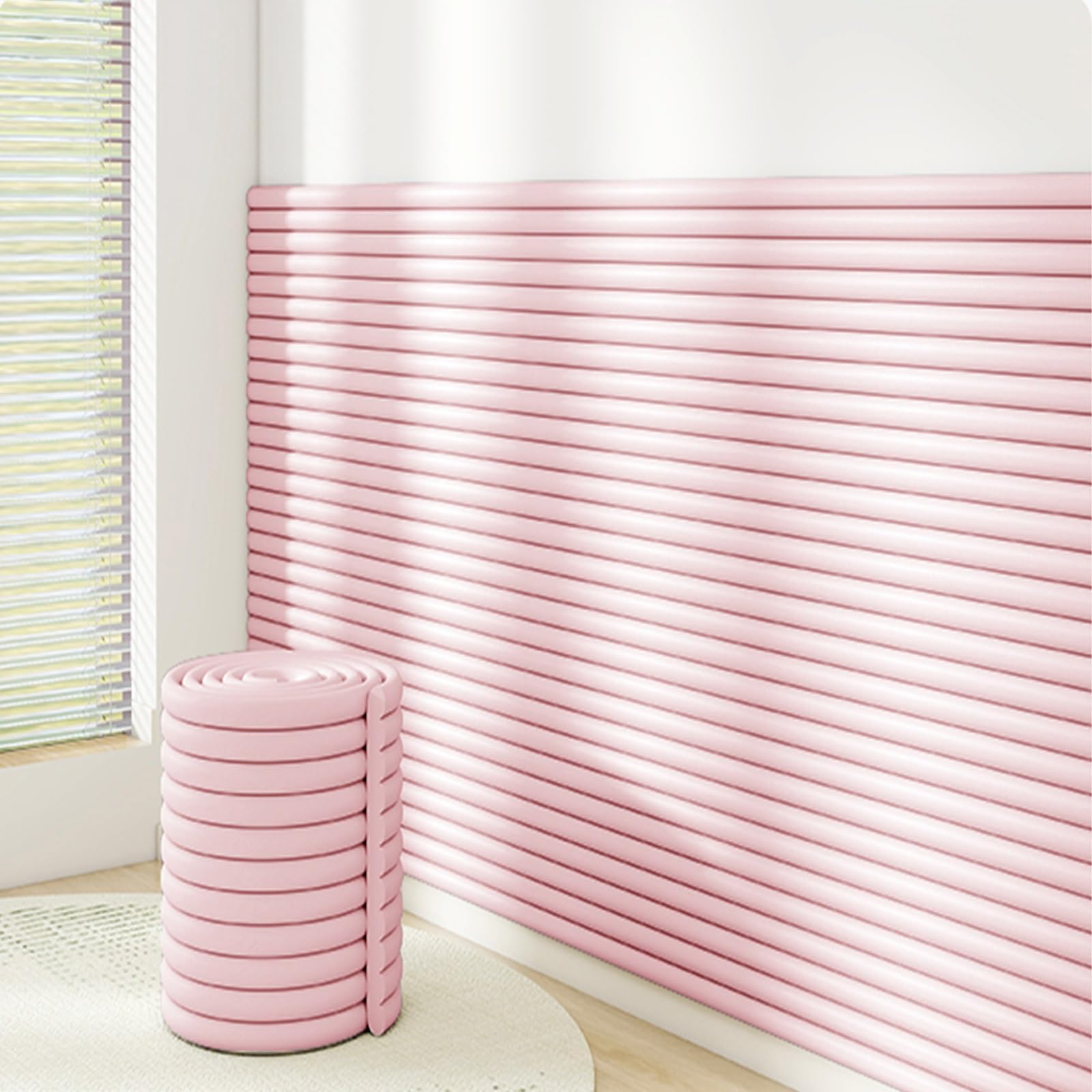 Soft High Elasticity NBR Foam Wall Panels, 2M/6.5FT Length Self-Adhesive Wall Padding, Stick on Headboard for Bedroom(Pink)