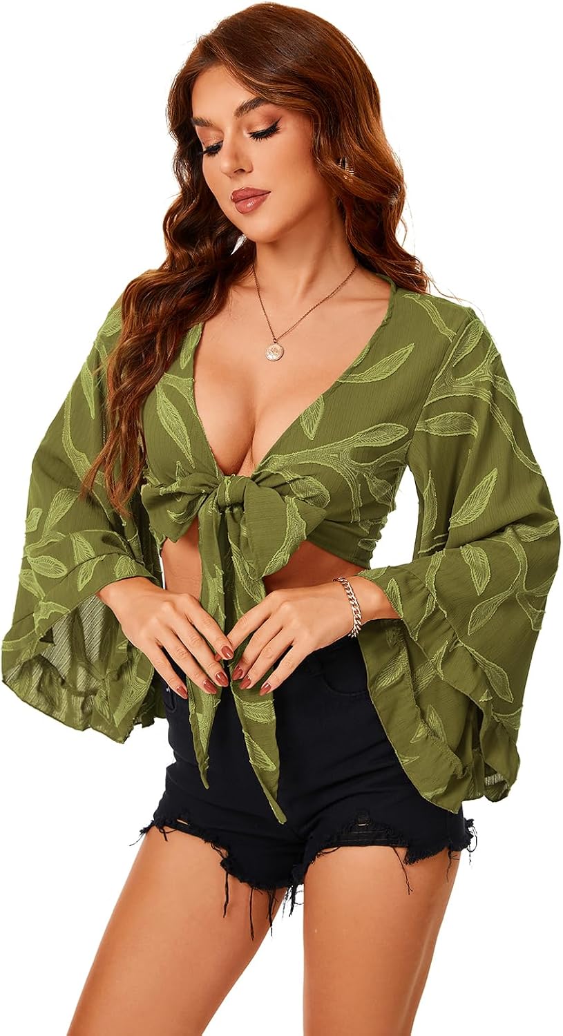 Women's Boho 70s Hippie Crop Top Blouse for Western Country Concert