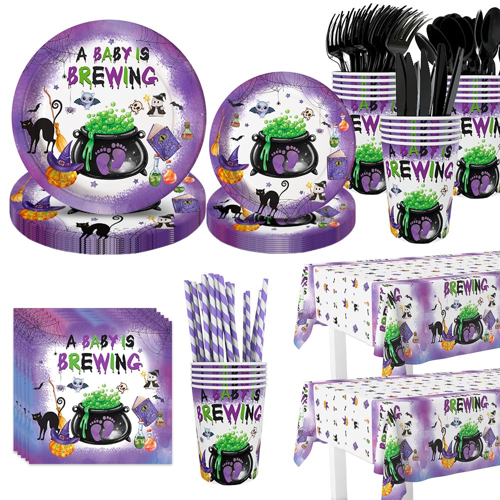 Kit vaisselle Halloween assiettes tasses serviettes fête prénatale