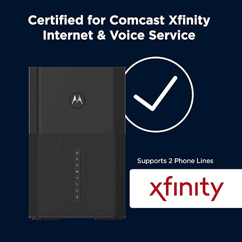 Miniatura 5 de Motorola MT7711 24X8 Cable módemenrutador con dos puertos de teléfono, módem DOCSIS 3.0 y router Gigabit WiFi de doble banda AC1900, para Internet y